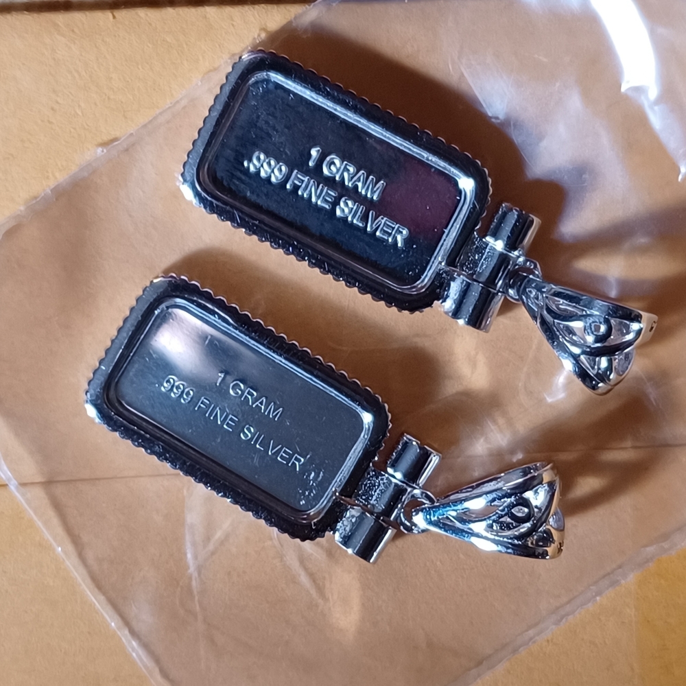 Pendants 1g .999 Fine Silver Wonka Bar + 925 Silver Bezel ✨️ Unisex Pendants - Picture 4 of 6